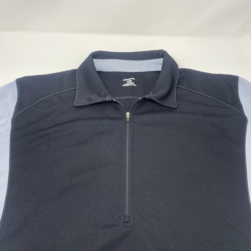 Patagonia XL 1/2 Zip Black Gray Short Sleeve Shirt